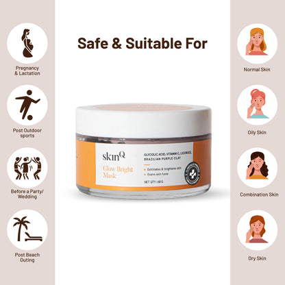 Glow Bright Mask: Instant Skin Brightening Niacinamide Face Mask | Ingredients Glycolic Acid and Niacinamide | DIY Face Mask for Glowing Skin