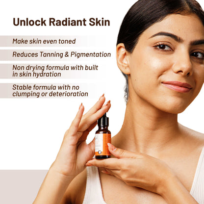 15% Vitamin C Glow Serum For Face & Neck, 20ml | L Ascorbic Acid Serum To Boost Skin Glow | Enriched with Ferulic Acid and Sodium Hyaluronate