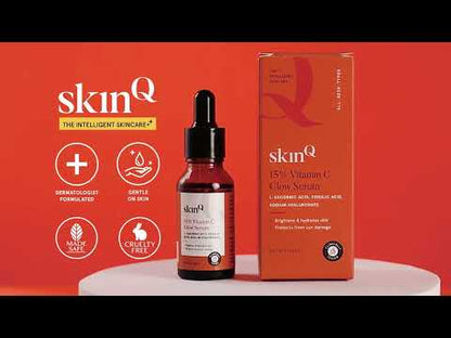 15% Vitamin C Glow Serum For Face & Neck, 20ml | L Ascorbic Acid Serum To Boost Skin Glow | Enriched with Ferulic Acid and Sodium Hyaluronate